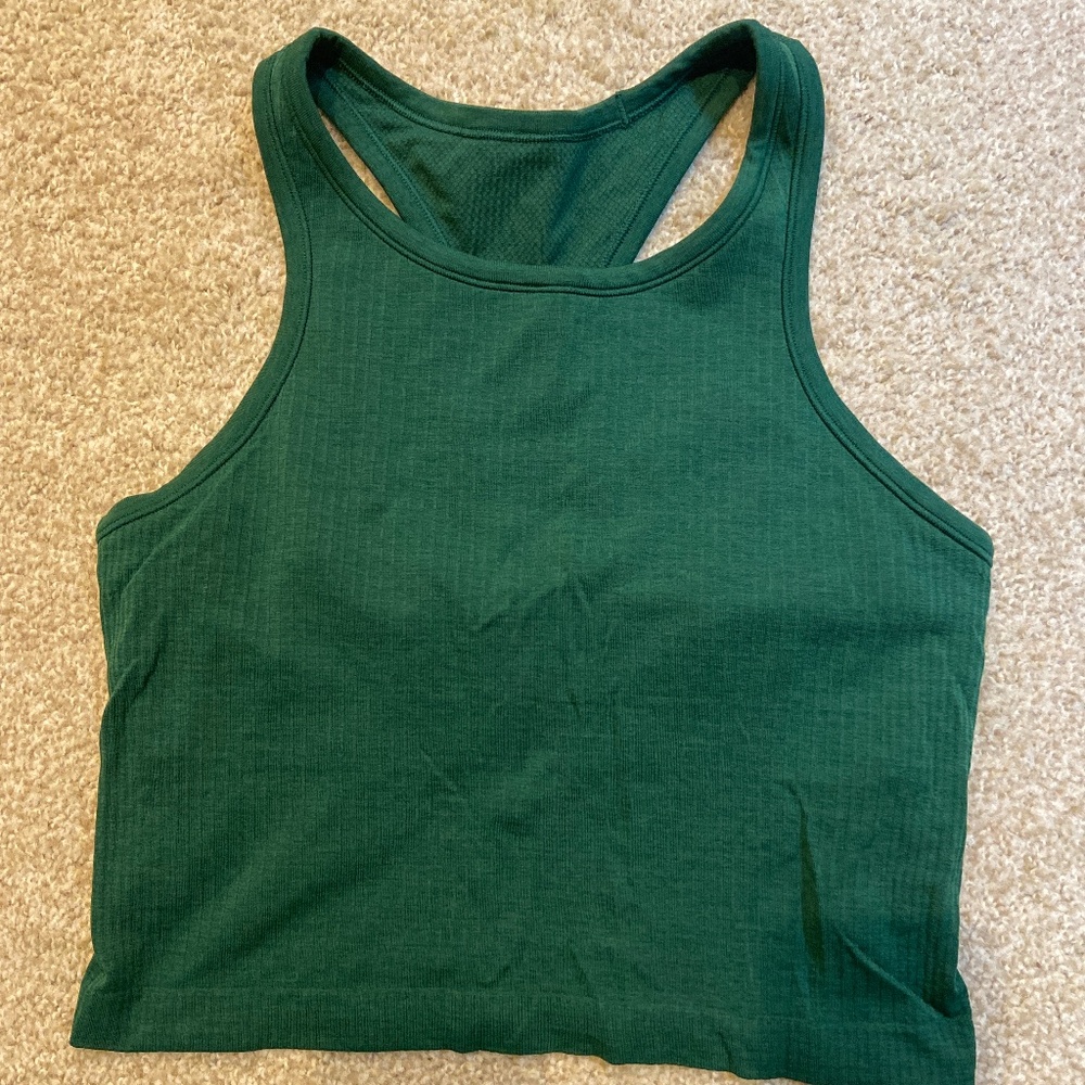 lululemon athletica Forest Green Ribbed Racerback Tank Top